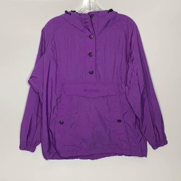 Vintage Columbia Purple Anorak Pullover Hooded Jacket Medium - Picture 1 of 14